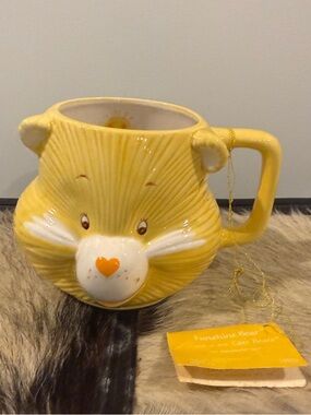 Vintage Care Bears Sunshine Bear Yellow Sculpted Ceramic Mug